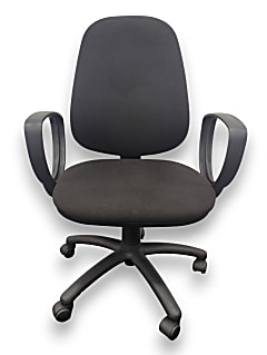 Black Fabric Task Chair with Fixed Arms