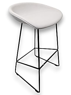 Hay AAS 32 High Bar Stool in White Fabric with Black Frame