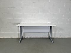 White Office Desk with steel frame 140cm