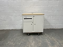 Left letterbox white metal 2-door cabinet - 80cm wide