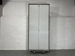 Haworth Tall metal tambour cabinet with 2 shelves