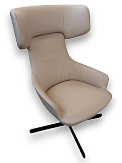 Ahrend Deberenn Hendrix Swivel Wingback Chair in Beige Leather