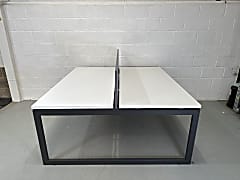 White bench desk with 2 positions