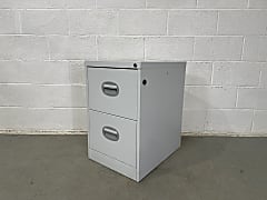 White 2 drawer metal filing cabinet