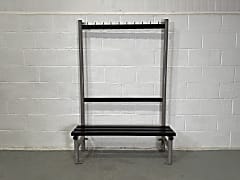 Coat stand locker room bench with clothes hanger