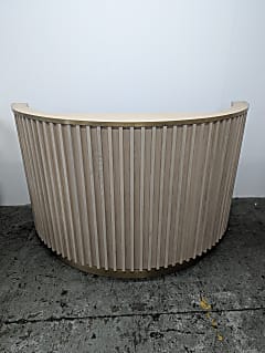 Curved Reception Desk with Wooden Slat Front