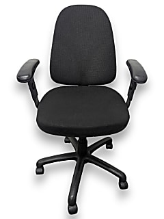 Task Chair in Black Fabric with Height-Adjustable Arms