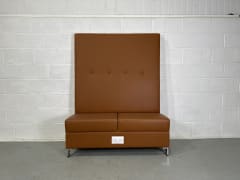 Two seater tan leather High back seat by Davison Highley