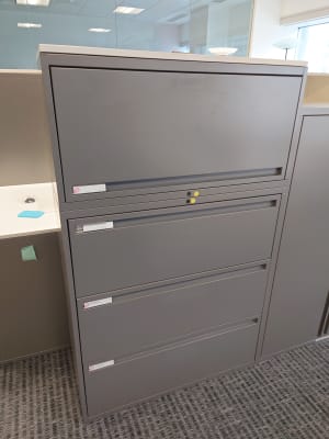 Tall  grey 3 draw and upper storage cabinet (quantity TBC) was £303 now £25