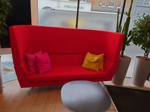 Red sofa was £400 now £25