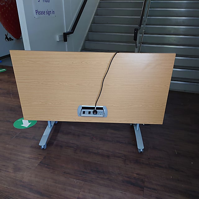 Flip top desk with built in power unit