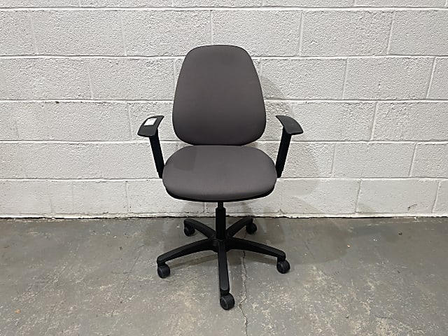 Black and grey rolling office operator chair