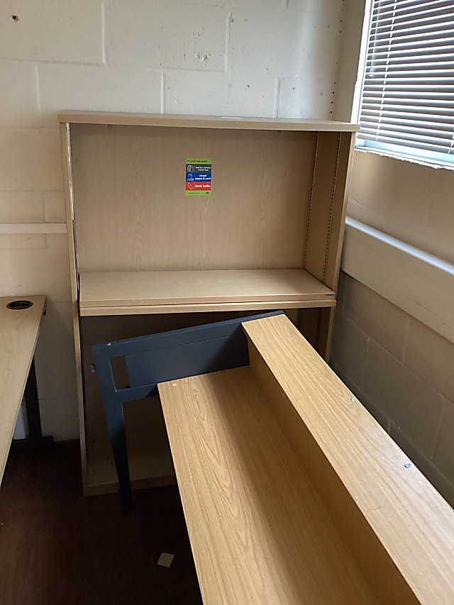 white and brown wooden desk