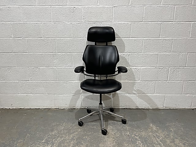 Humanscale Freedom Black Leather Operator Office Chair with Headrest