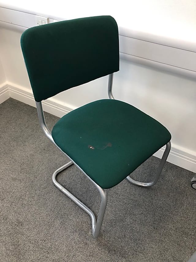 Green fabric cantilever chair