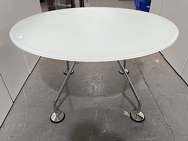 Norman Foster Nomos frosted glass dining table by Tecno