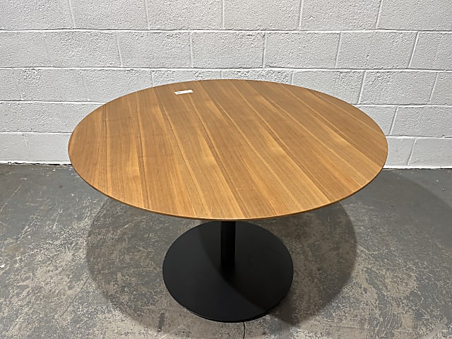 Round Dark Wood Top Table