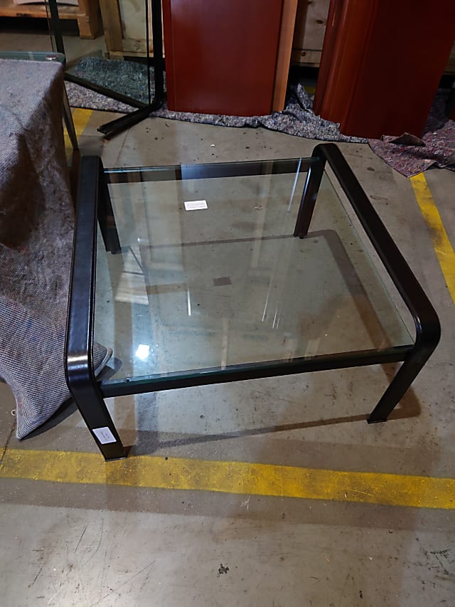 Low glass coffee table (black legs)