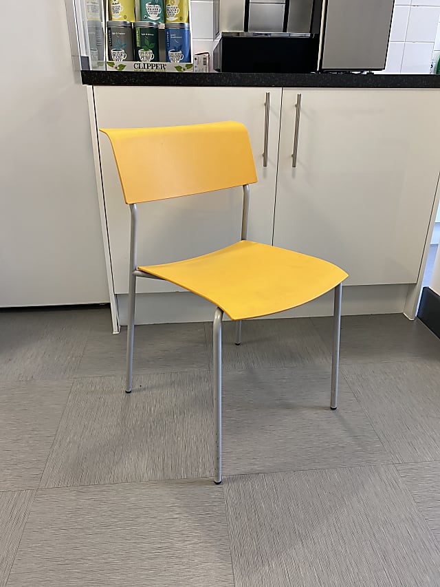 Allermuir LP2 Yellow plastic stacking chair