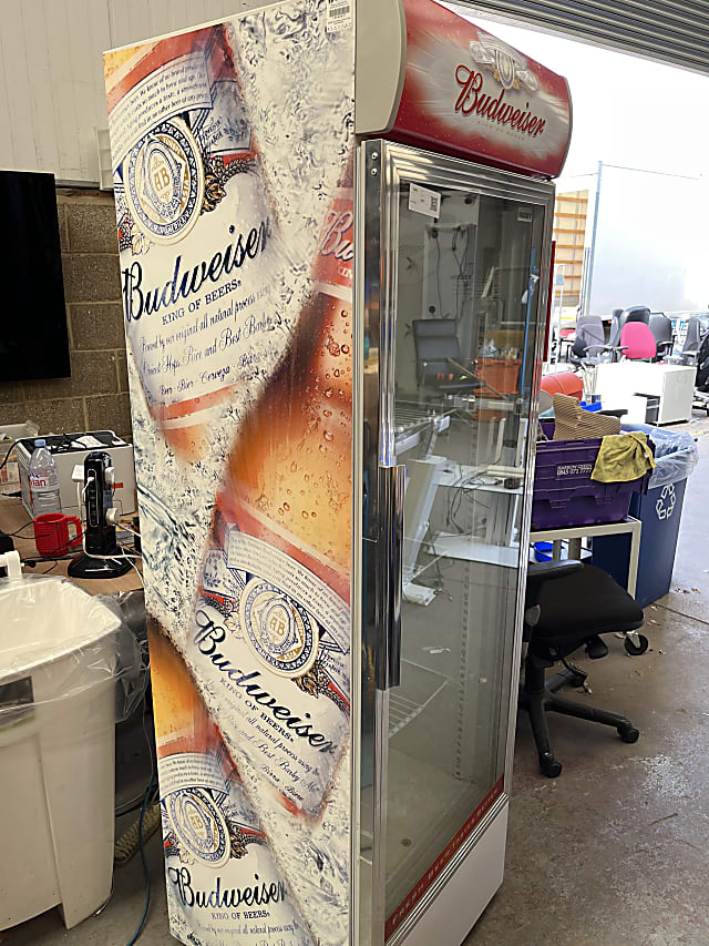 Tall Budweiser Husky Drinks fridge