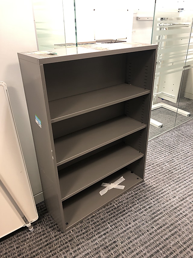 Three shelf dark grey bookshelf with white top (quantity TBC)