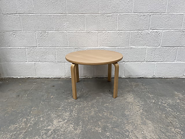 round brown wooden coffee table