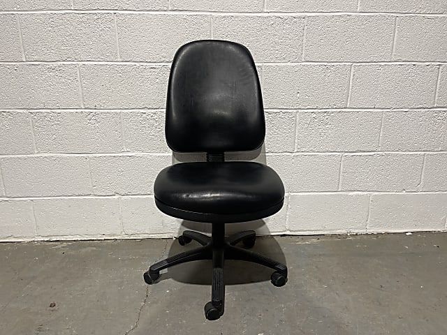 black leather padded office operator task chair