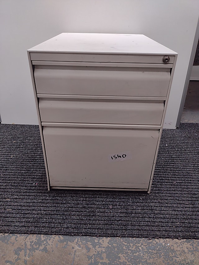 White three drawer metal pedestal 