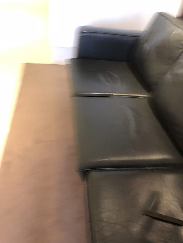 black leather 3-seat sofa