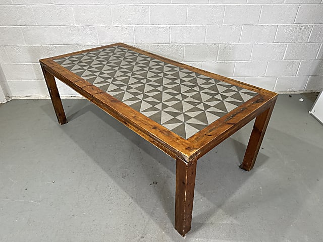 Large rectangular Table with tiled inlays