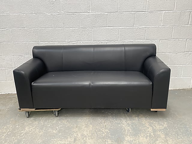 Pineapple black leather 3-seat sofa