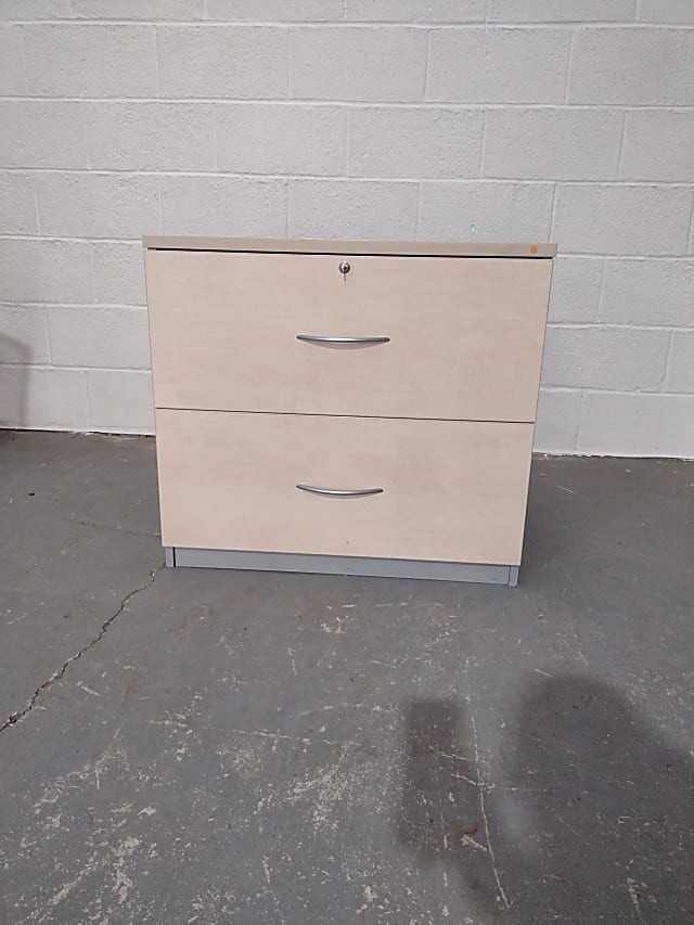 Beech and grey 2 draw filing cabinet 