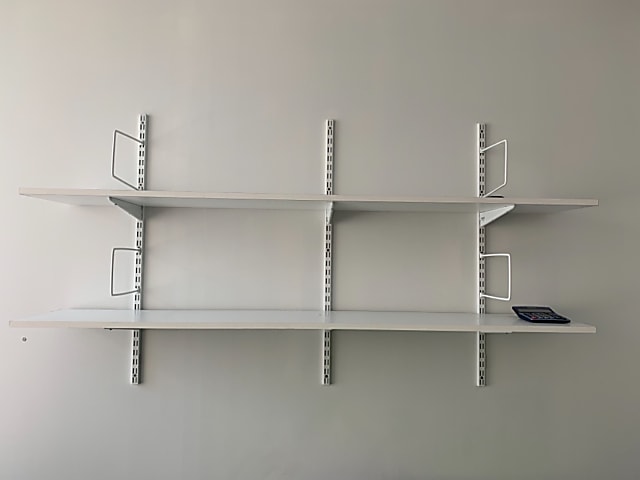 White wall shelves