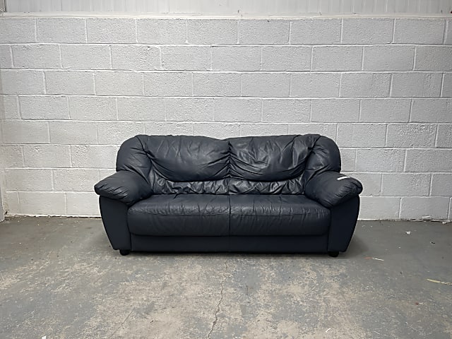 black leather 3-seat sofa