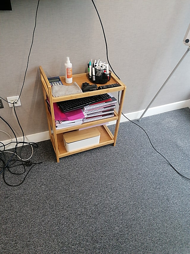 brown wooden 3-layer shelf