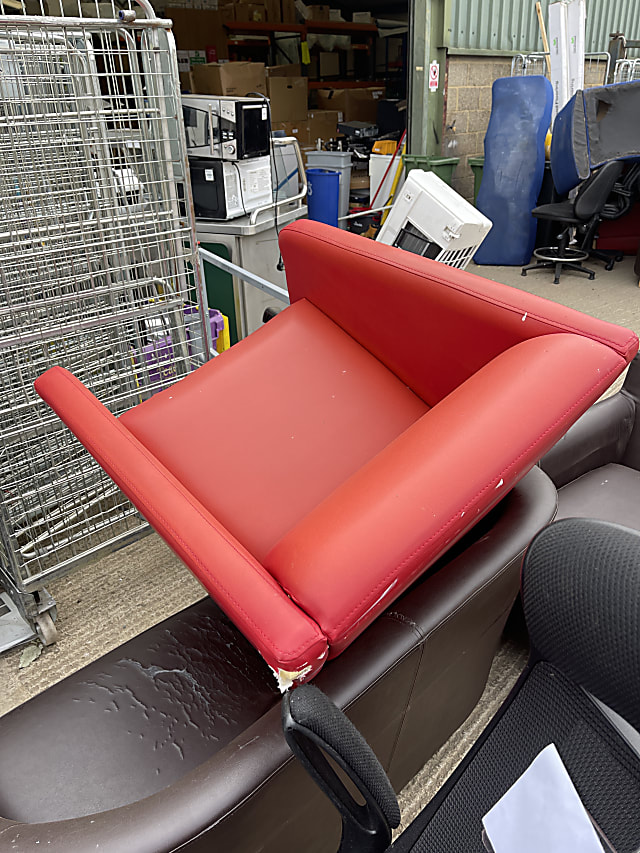 red leather padded chair