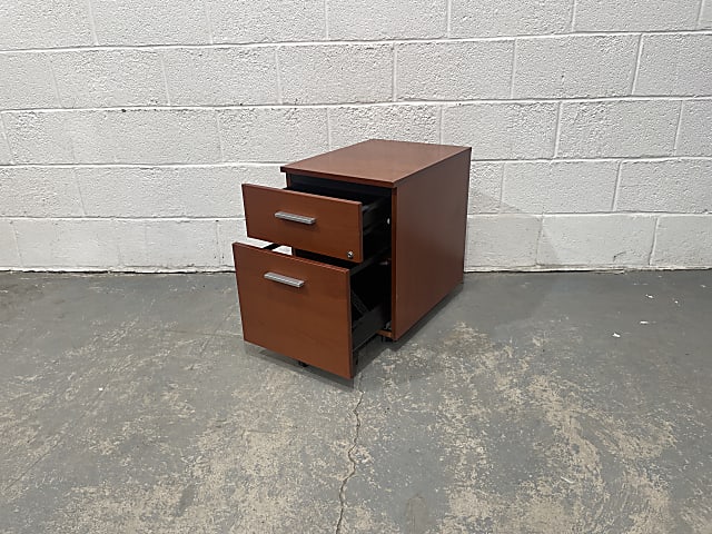 brown wooden 2-drawer pedestal 