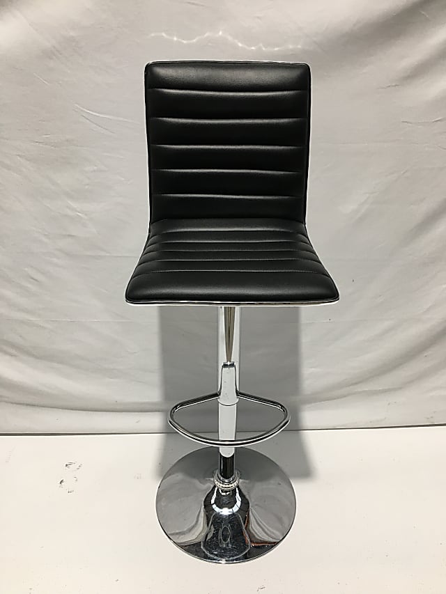 Black leather bar stool