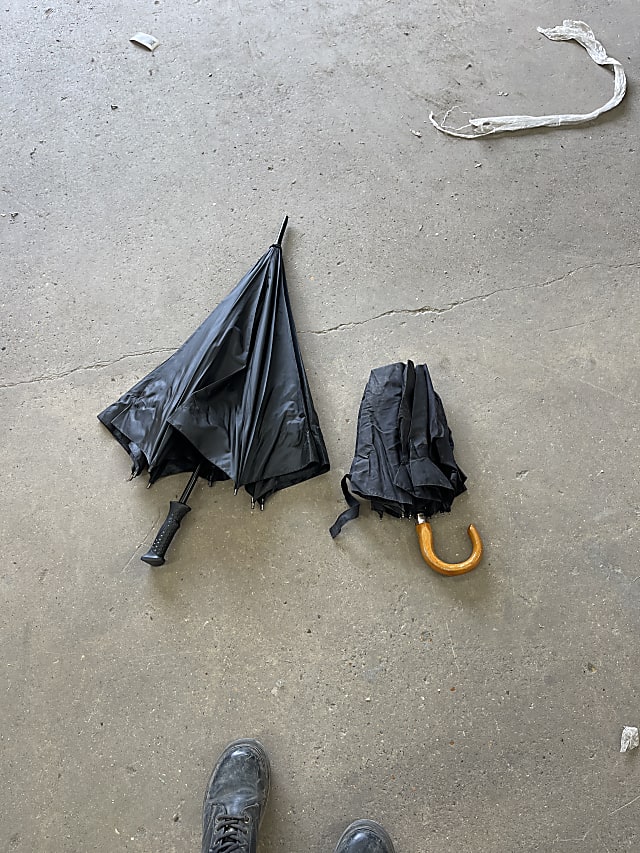 two black umbrellas