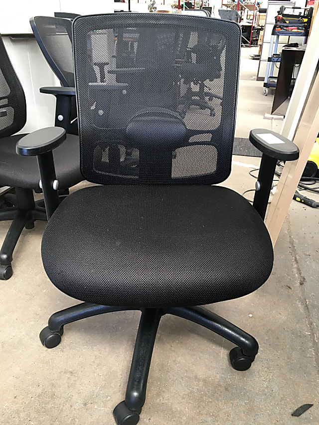 Black mesh back operator chair