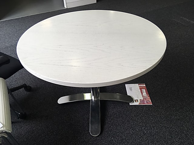 Low white round table