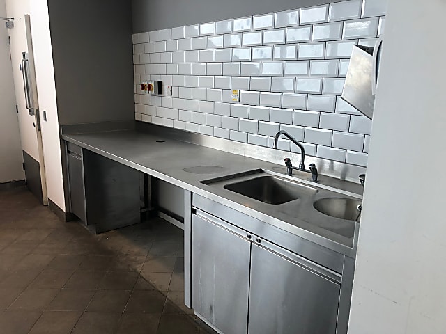 Commercial stainless steel storage cabinets with double sink unit