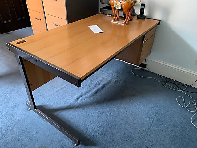 Small desk with fitted storage drawers