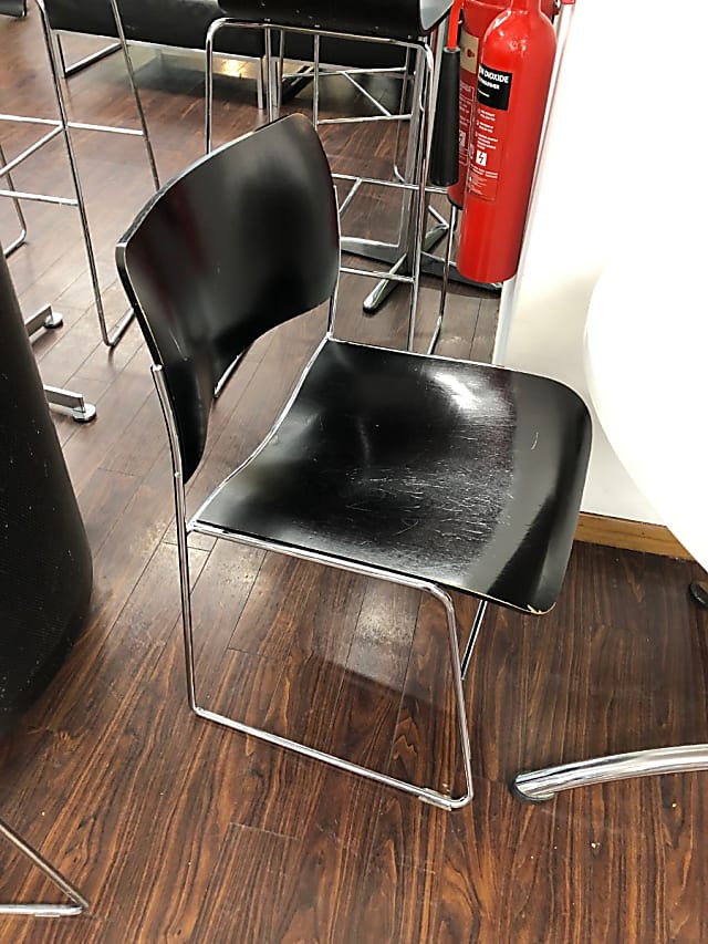 Black Wooden Chair with Metal Frame