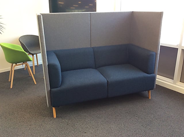 Sofa with wrap around privacy screen