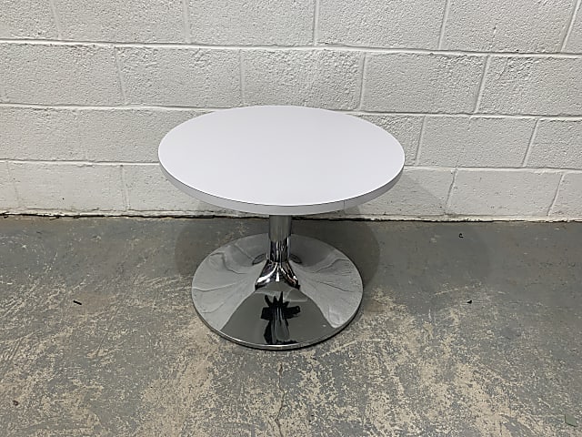 Small white round table