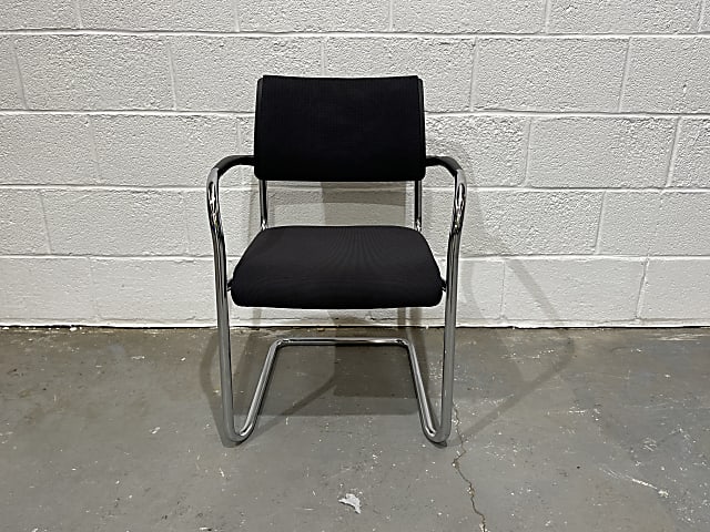 Kusch co stackable stainless steel framed black chair