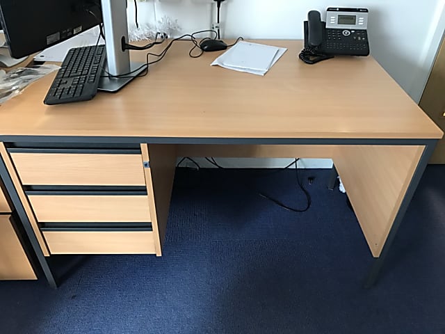 brown computer desk