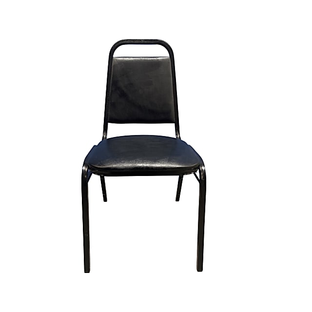 Black padded vinyl chairs stacking