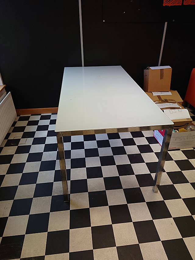 Ikea Torsby white glass table